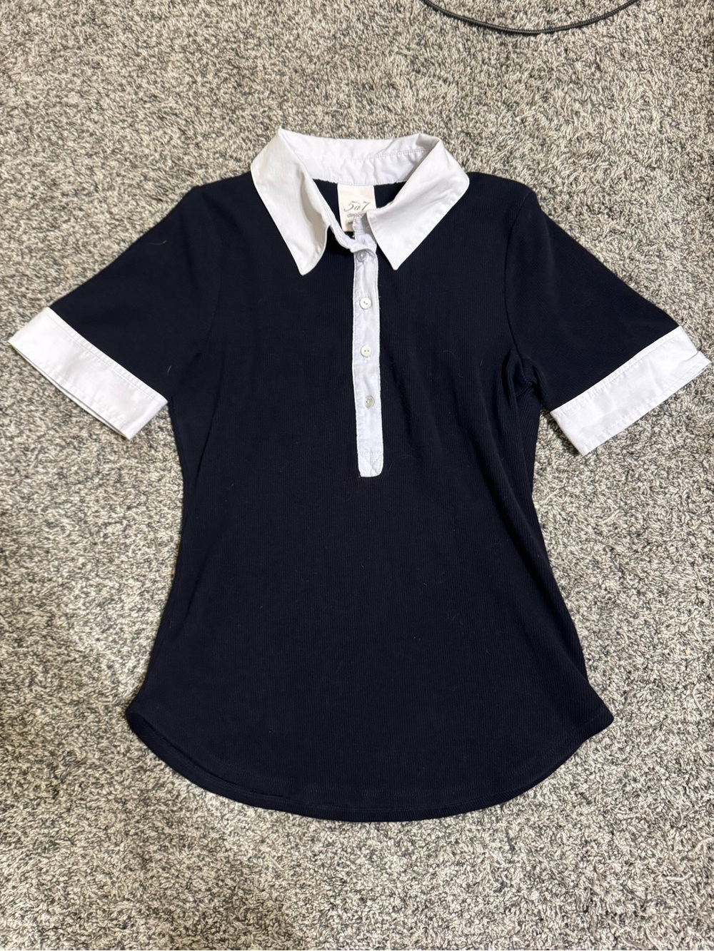 Cinq à Sept Jaden Black Ribbed Knit Contrast Top - Size S